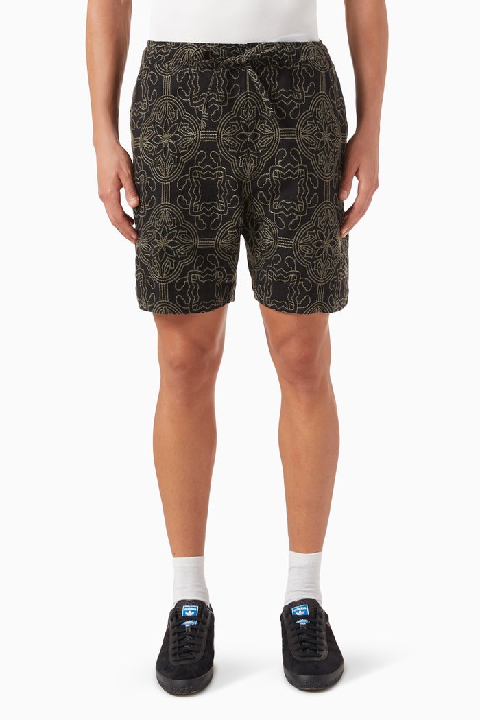 

Kurt Tile Stitch Shorts in Cotton & Linen, Green