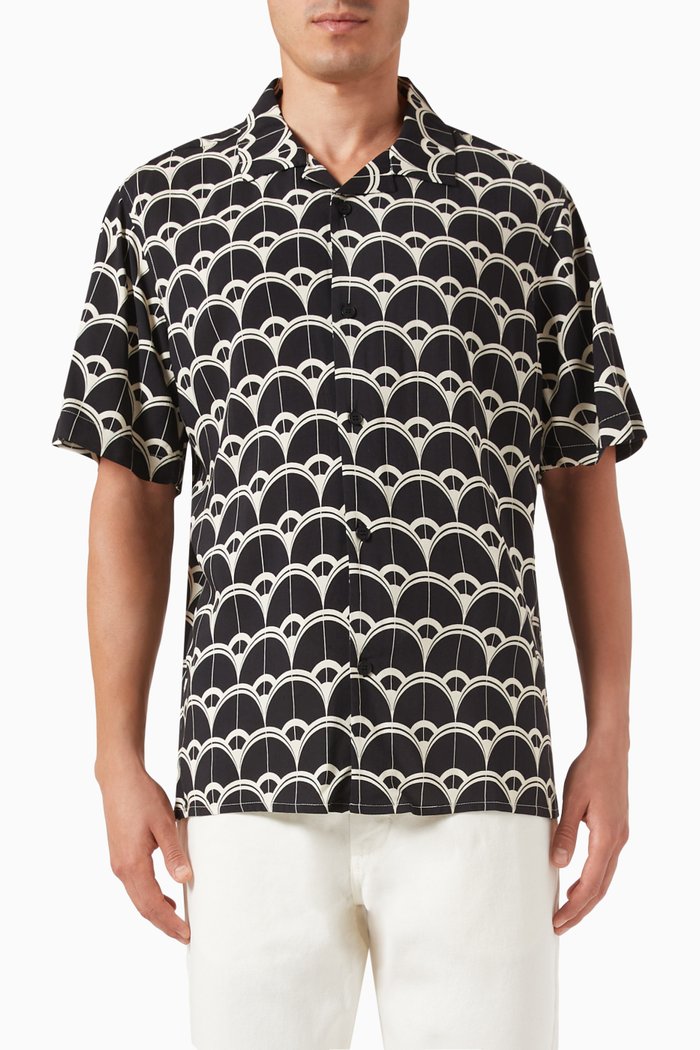 

Didcot Geometric Shirt in Viscose, Blue