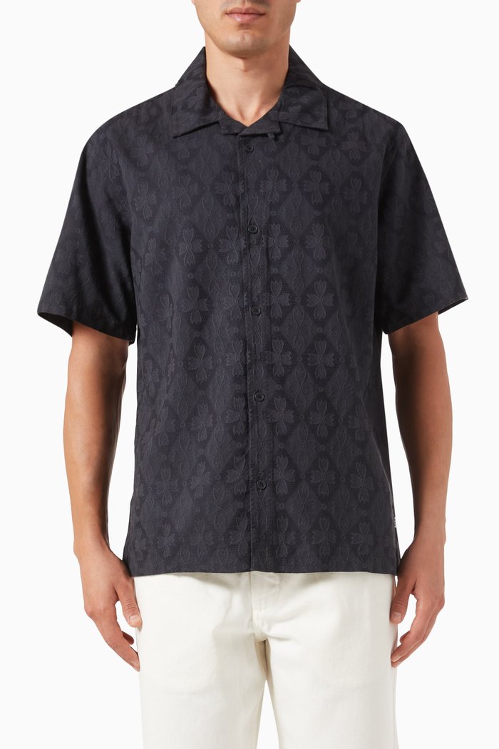 

Newton Floral Stamp Shirt in Cotton-blend, Blue