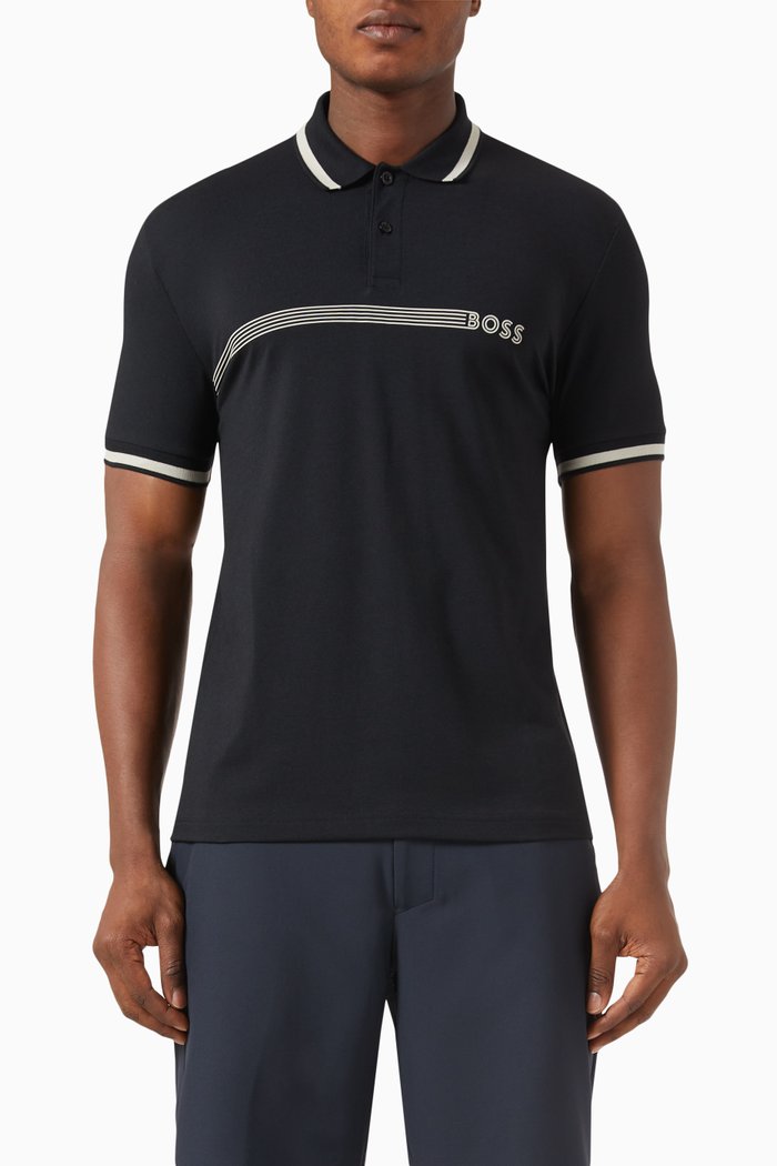 

Logo Polo Shirt in Cotton-blend Piqué, Black