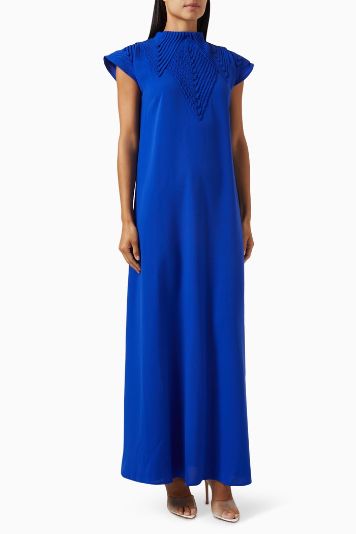 

Geometric Shoulder Applique Kaftan, Blue