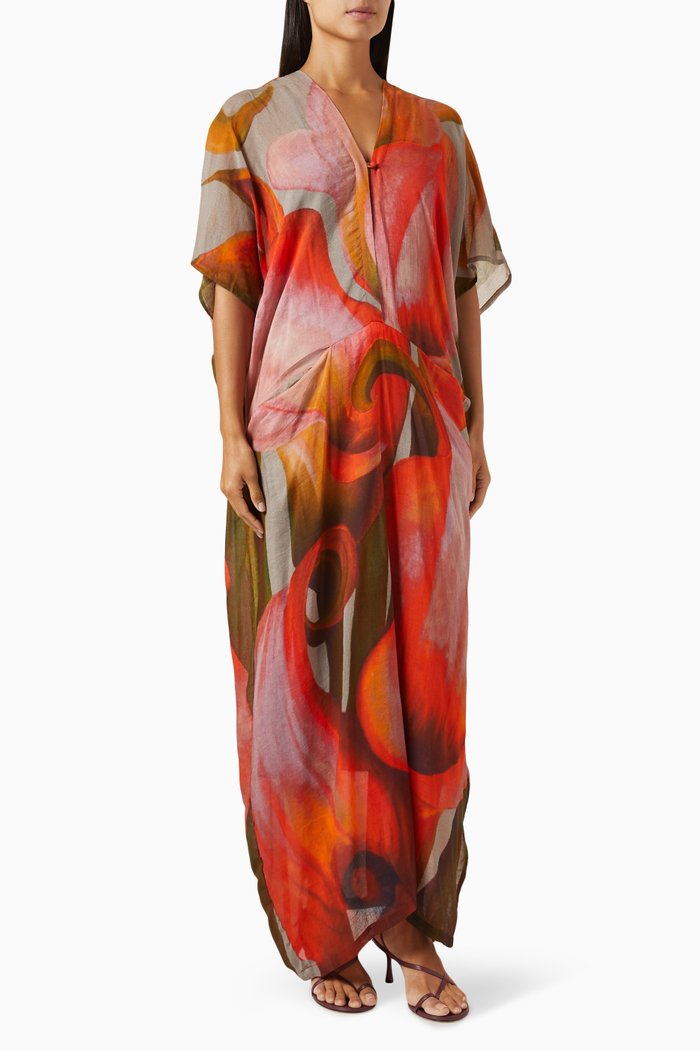 

Organic Print Kaftan, Orange