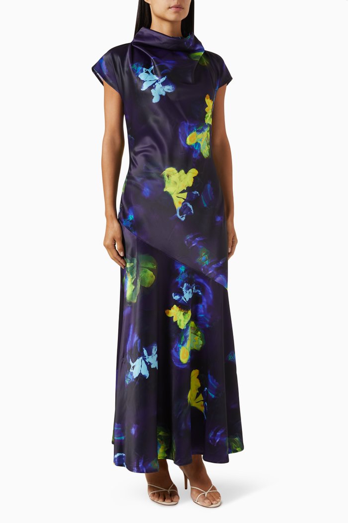 

Cowl Neck Printed Maxi Dress, Purple
