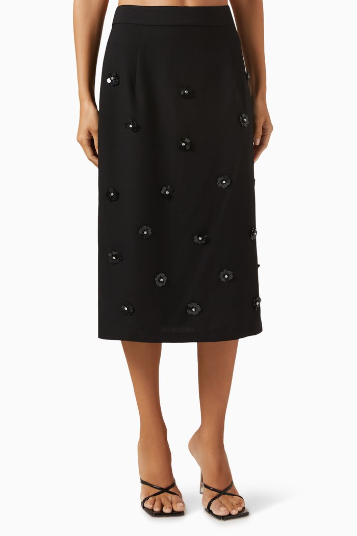 

Floral Embroidered Skirt, Black