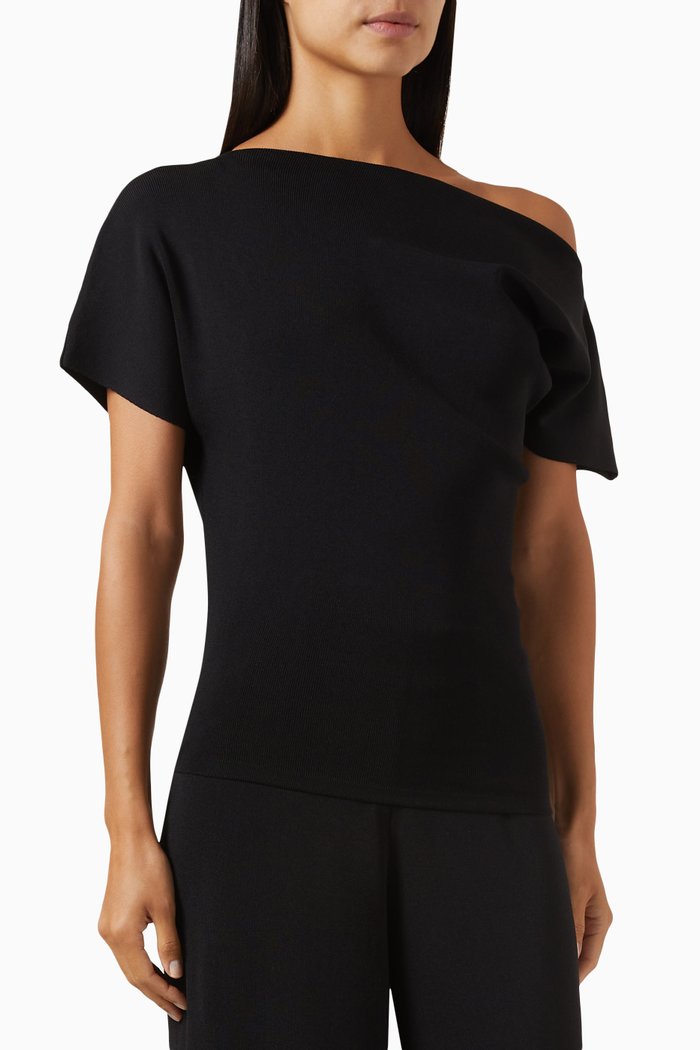 

Asymmetric Top in Knit, Black