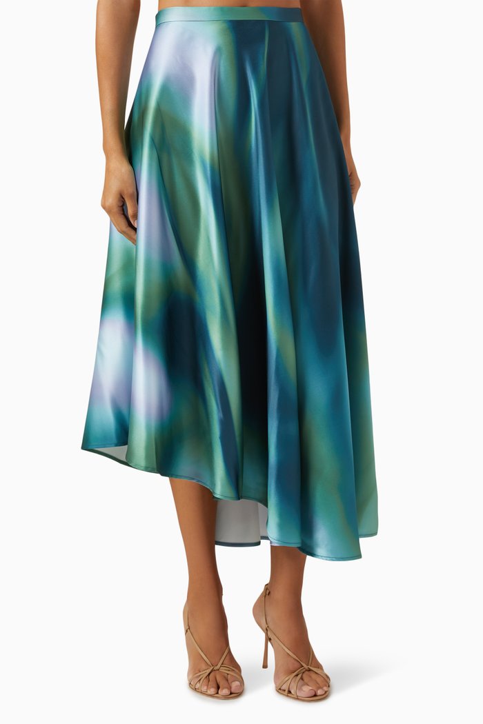 

Abstract Print Skirt, Green
