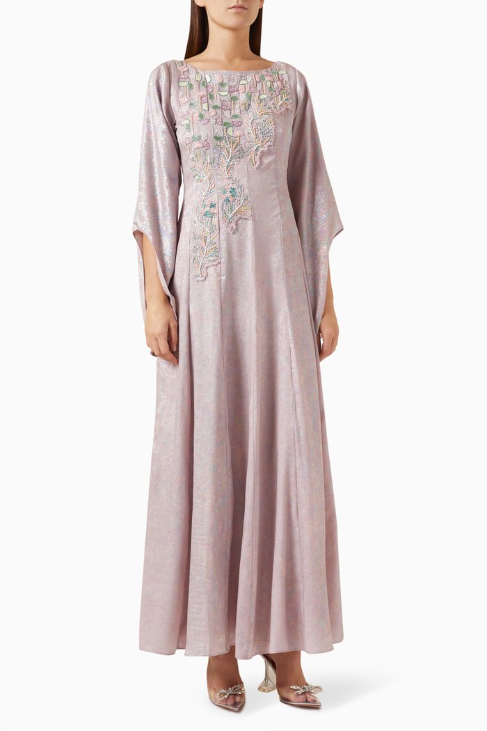 

Bead-embellishment Maxi Dress in Metallic-crepe, Pink