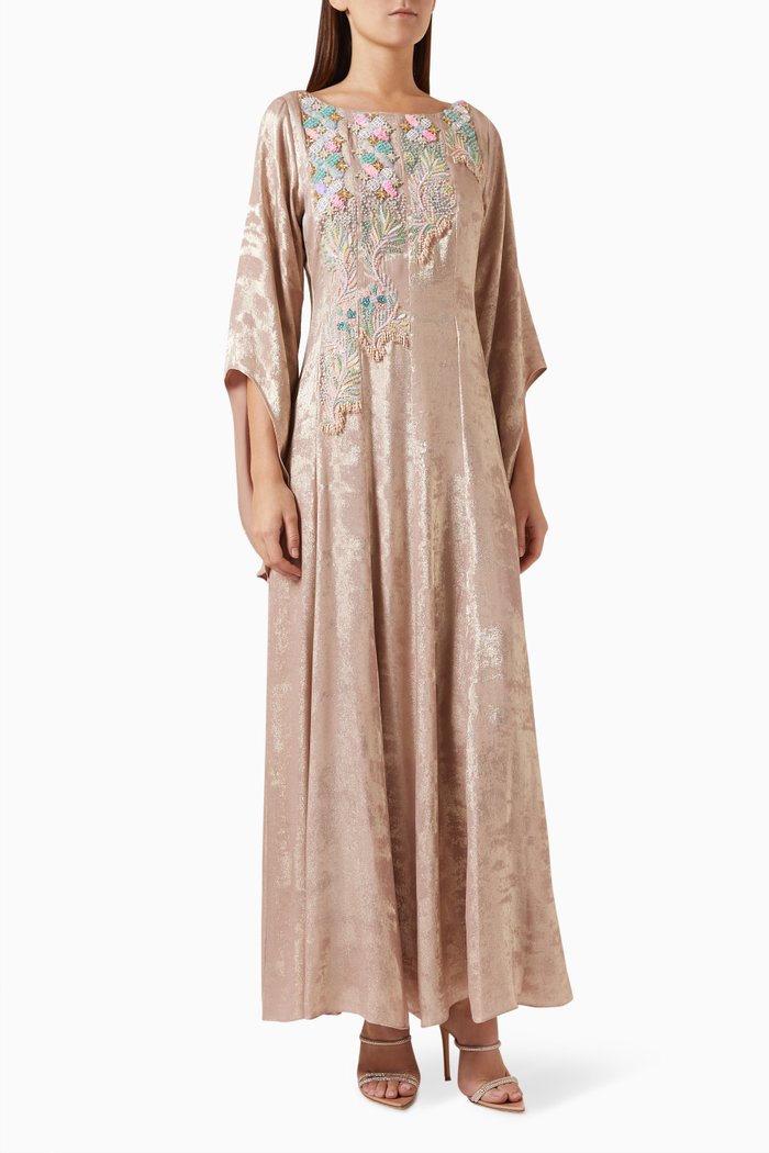 

Bead-embellishment Maxi Dress in Metallic-crepe, Pink