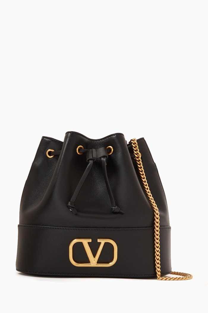 

Valentino Garavani VLOGO Signature Mini Bucket Bag in Nappa Leather, Black