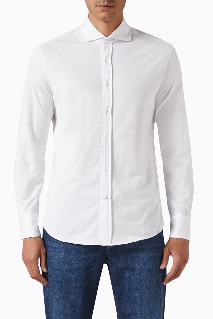 Button-up Shirt in Cotton, White