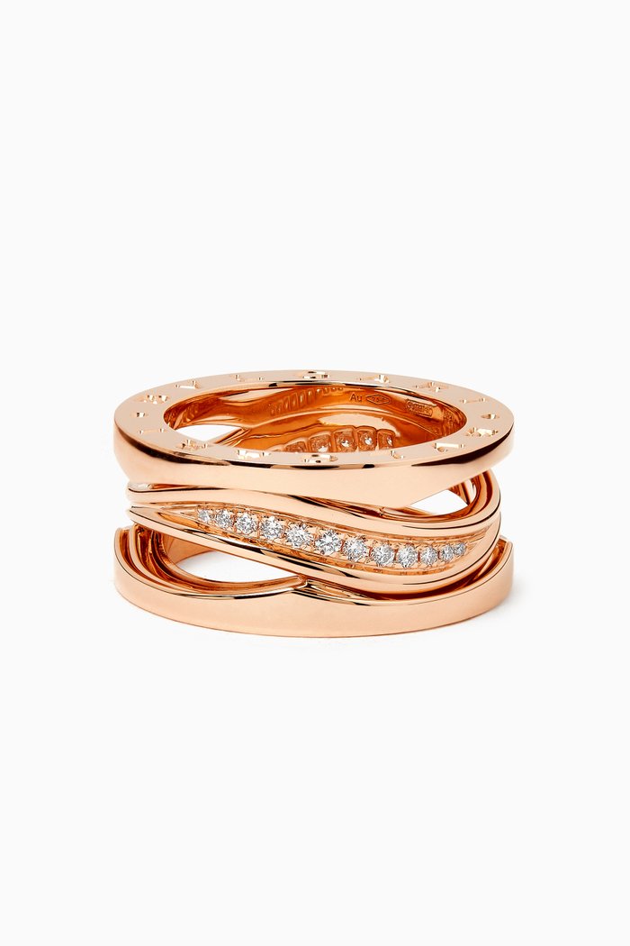 

B.zero1 Diamond Demi-pavé Ring in 18kt Rose Gold