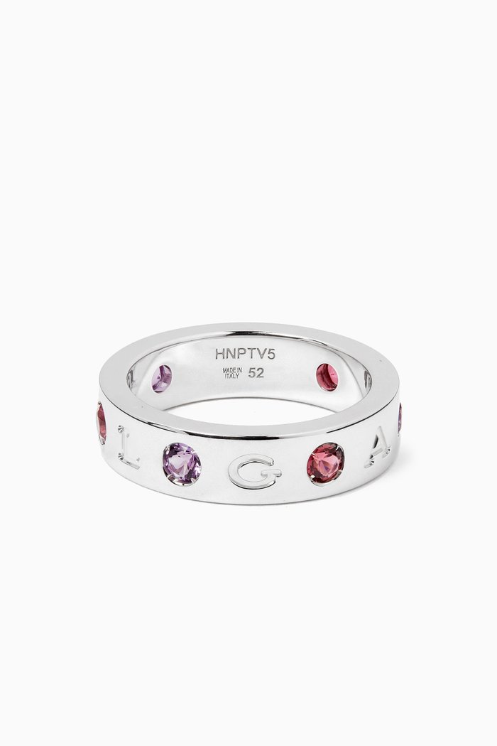 

Diamond & Multi-stone Band Ring in 18kt White Gold, Silver