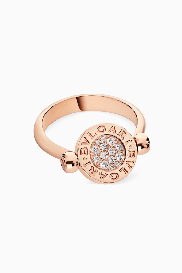 

BVLGARI BVLGARI Diamond & Jade Flip Ring in 18kt Rose Gold