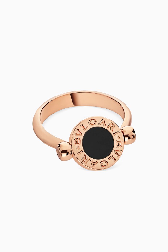 

BVLGARI BVLGARI Mother-of-Pearl & Onyx Flip Ring in 18kt Rose Gold