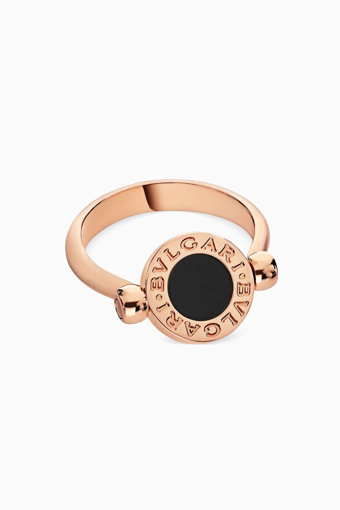 

BVLGARI BVLGARI Mother-of-Pearl & Onyx Flip Ring in 18kt Rose Gold