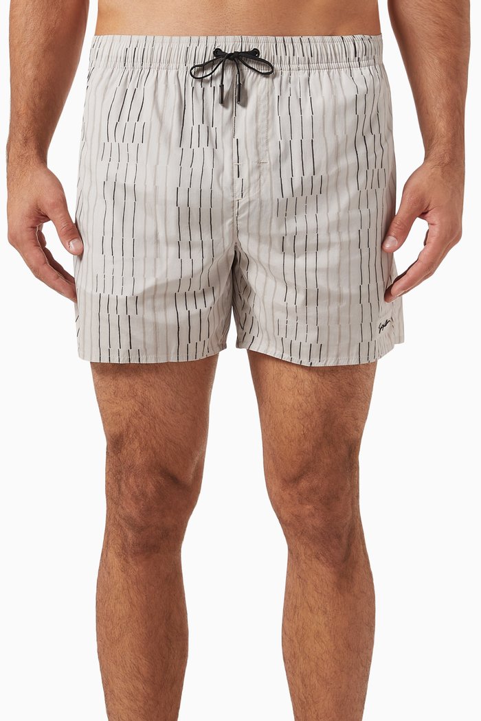 

All-over Striped Swim Shorts, Neutral