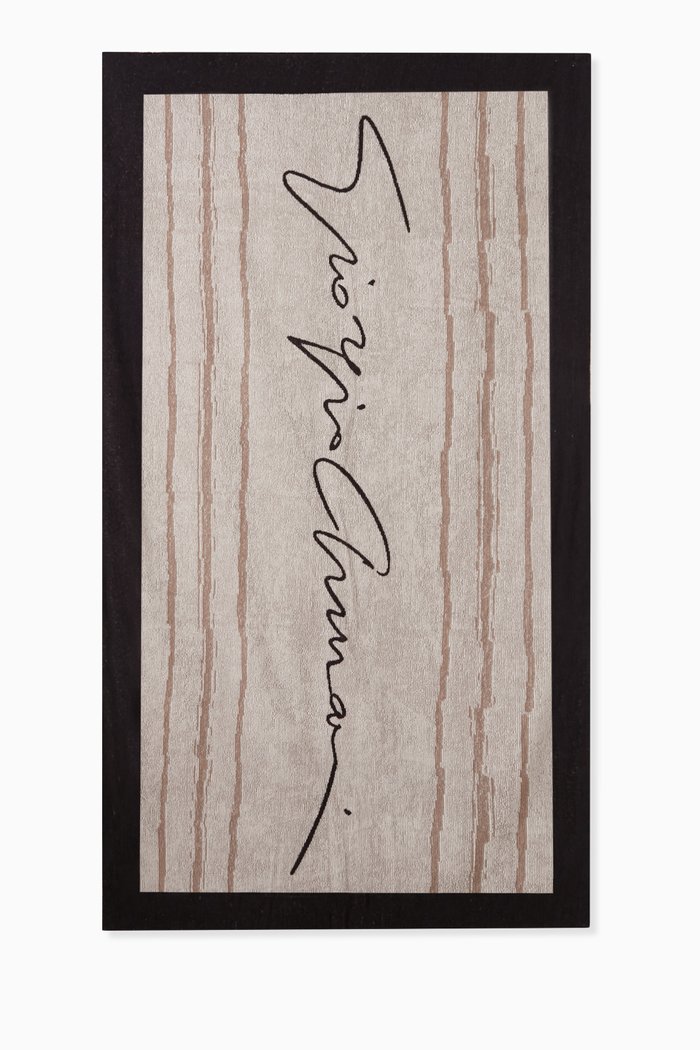 

Logo Signature Beach Towel in Cotton Terry, Neutral