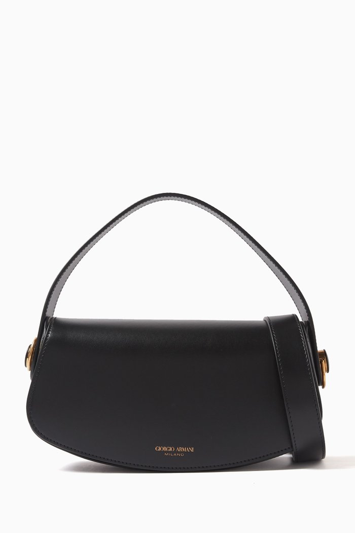 

Flap Crossbody Bag in Calfskin Leather, Black