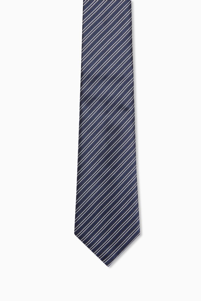 

Geometric Tie in Silk, Blue