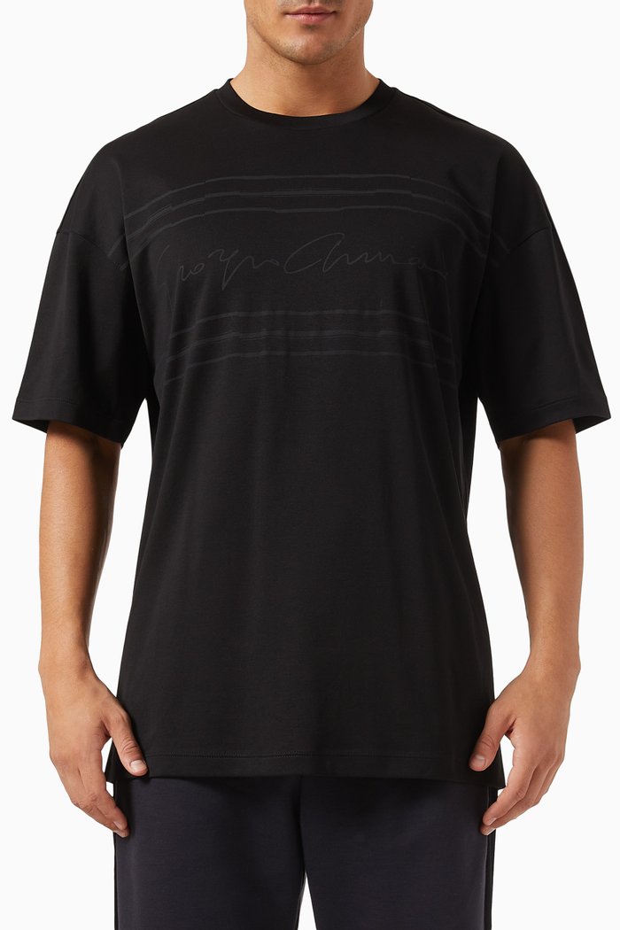 

Logo Signature T-shirt in Cotton, Blue