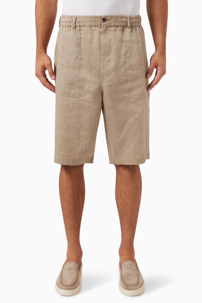 

Bermuda Shorts in Linen-canvas, Neutral