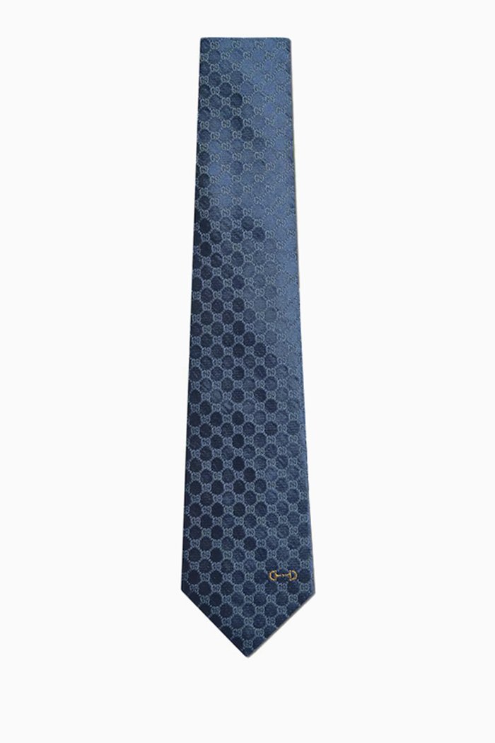 

GG Monogram Tie in Silk Jacquard, Blue