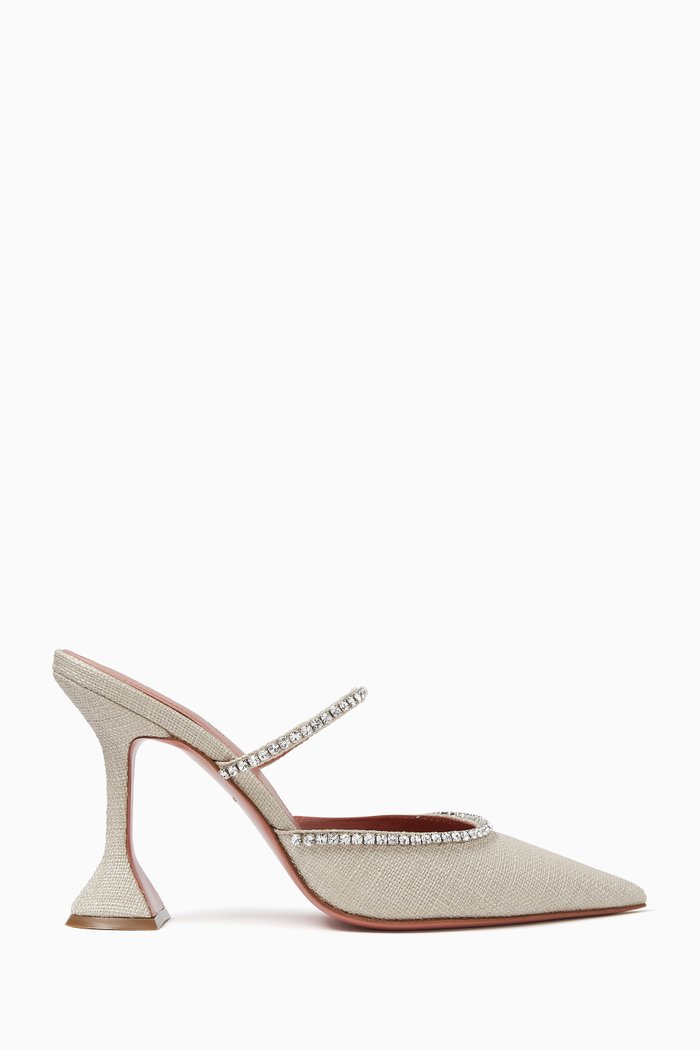 

Gilda 95 Crystal-embellished Mules in Canvas, Neutral