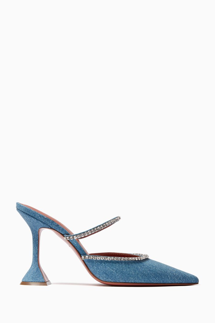 

Gilda 95 Crystal-embellished Mules in Printed Suede-suede, Blue