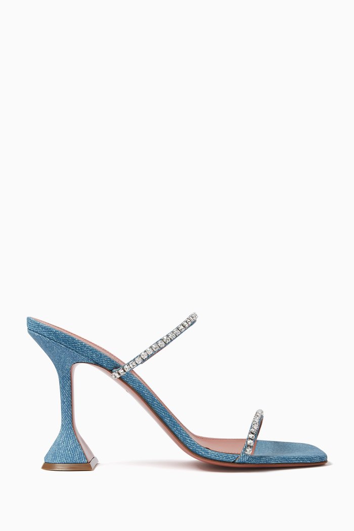 

Gilda 95 Crystal-embellished Sandals in Printed Suede, Blue