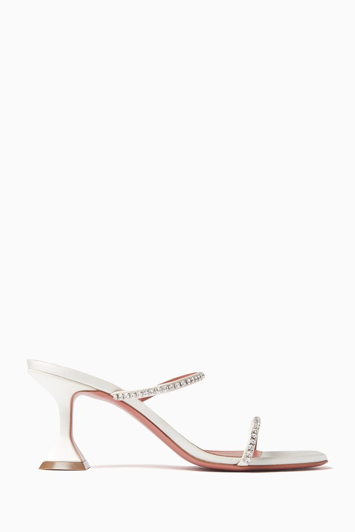 

Gilda 70 Embellished Mules in Satin, White