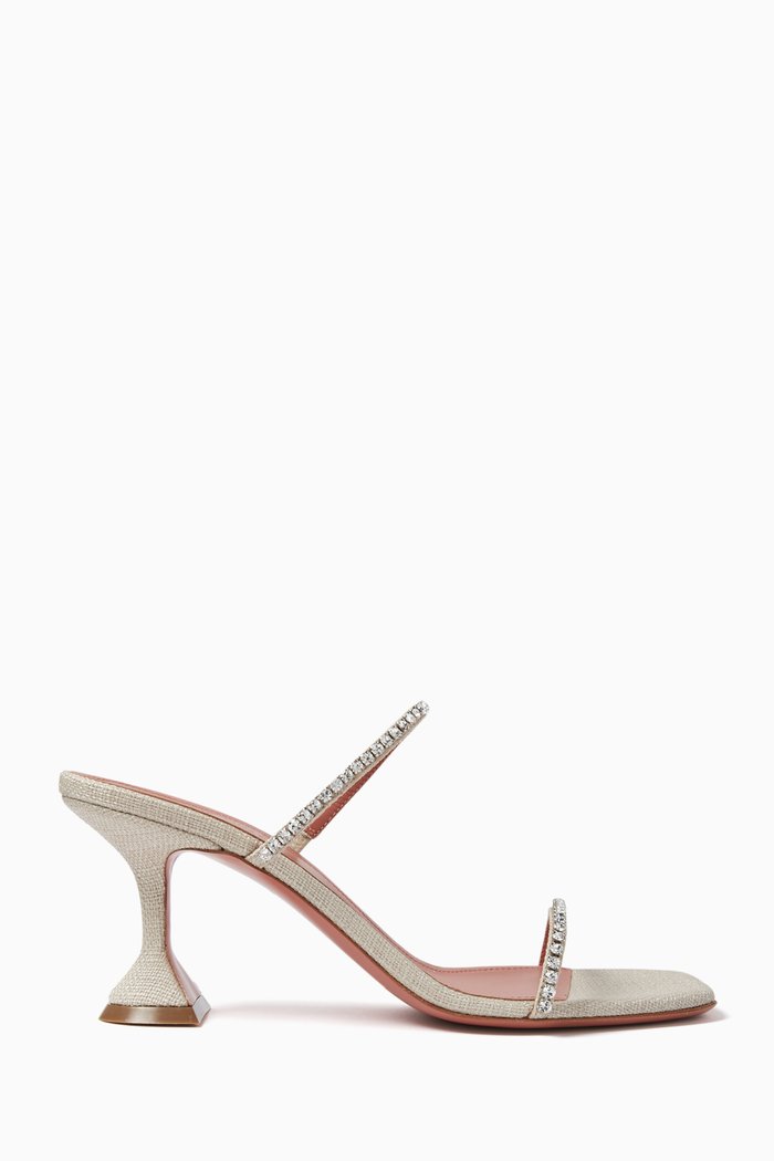 

Gilda 70 Crystal-embellished Sandals in Canvas, Neutral