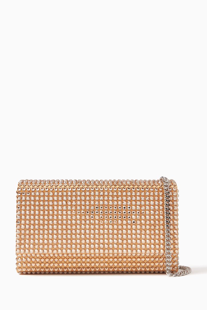 

Amini Paloma Crystal Clutch in Satin, Gold