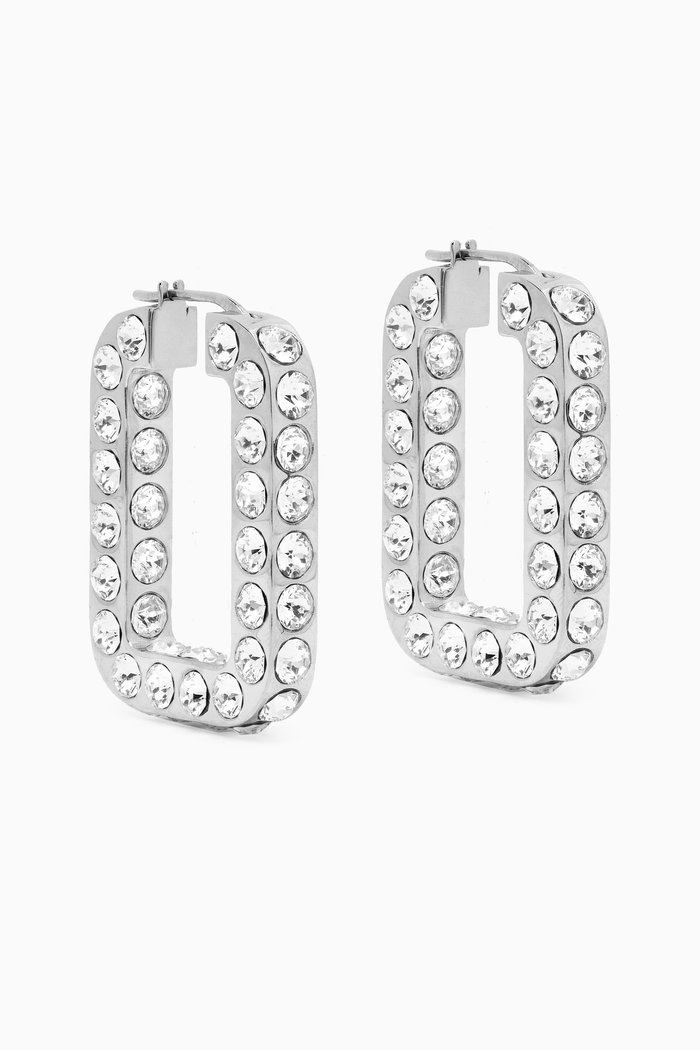 

Charlotte Hoop Earrings in Brass, White