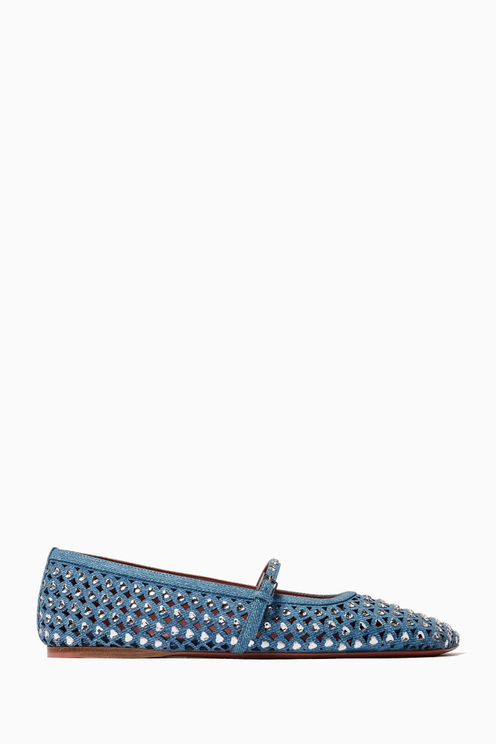 

Ane Crystal-embellished Ballet Flats in Printed Suede, Blue