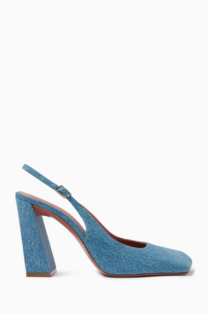 

Charlotte 95 Slingback Pumps in Printed Suede, Blue