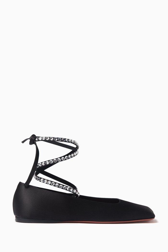 

Ane Lace-up Flats in Satin, Black
