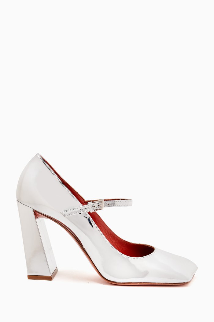 

Charlotte 95 Pumps in Metallic Leather, Silver