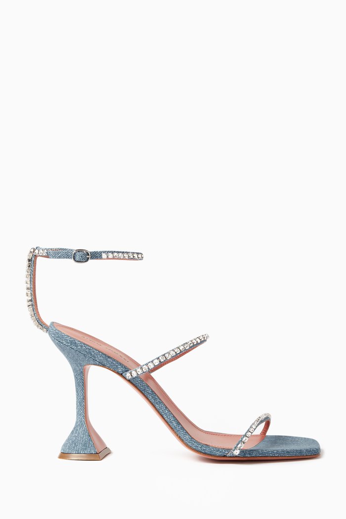 

Gilda 95 Crystal-embellished Sandals in Printed Suede, Blue