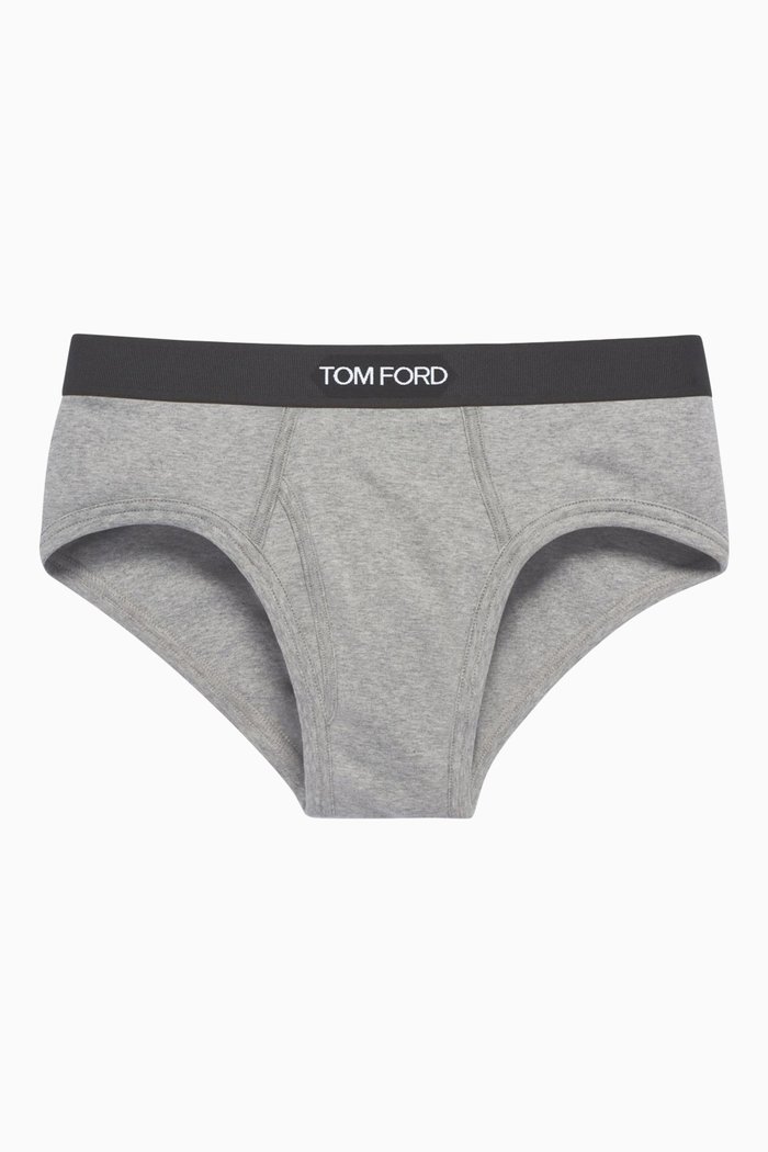 

Logo Waistband Briefs in Cotton, Grey