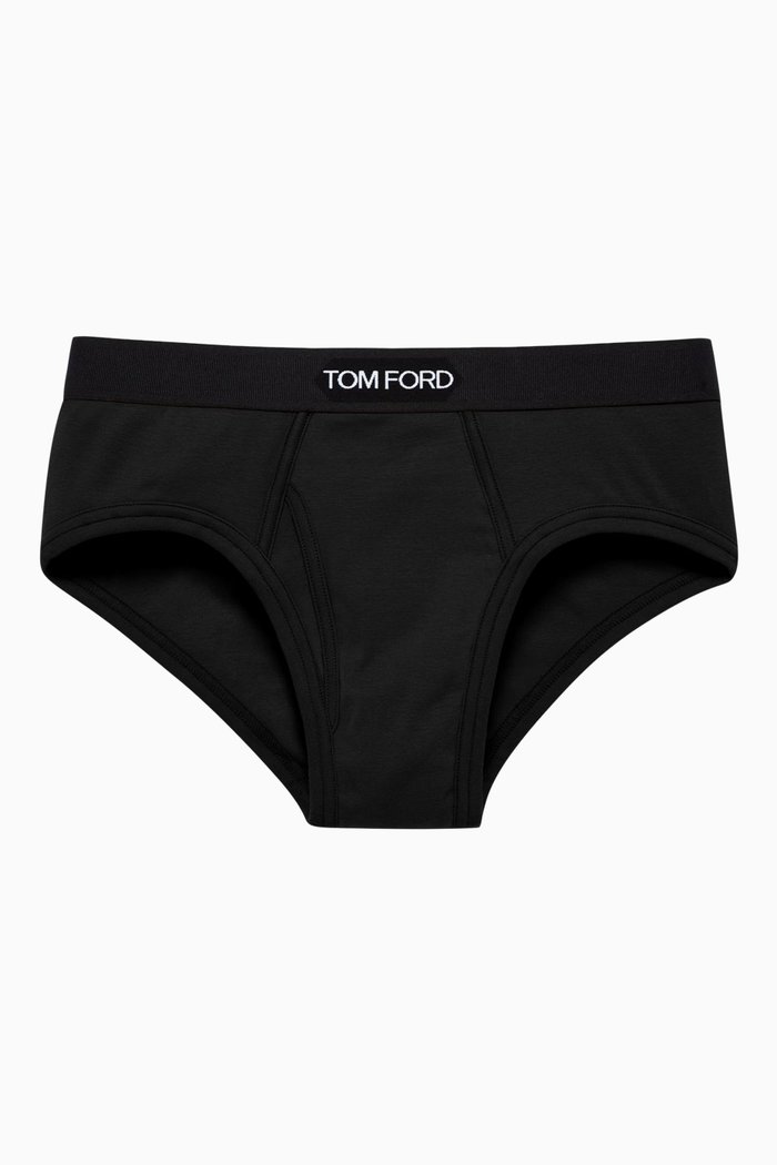 Logo Waistband Briefs in Cotton, Black