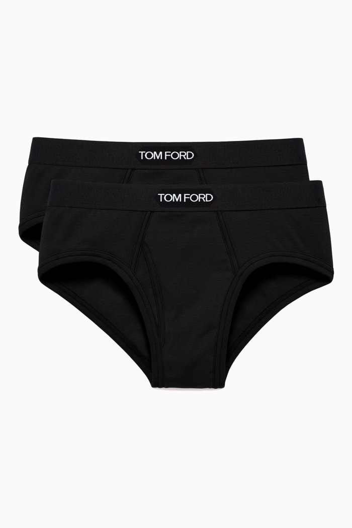 

Logo Waistband Briefs in Cotton, Pack of 2, Black
