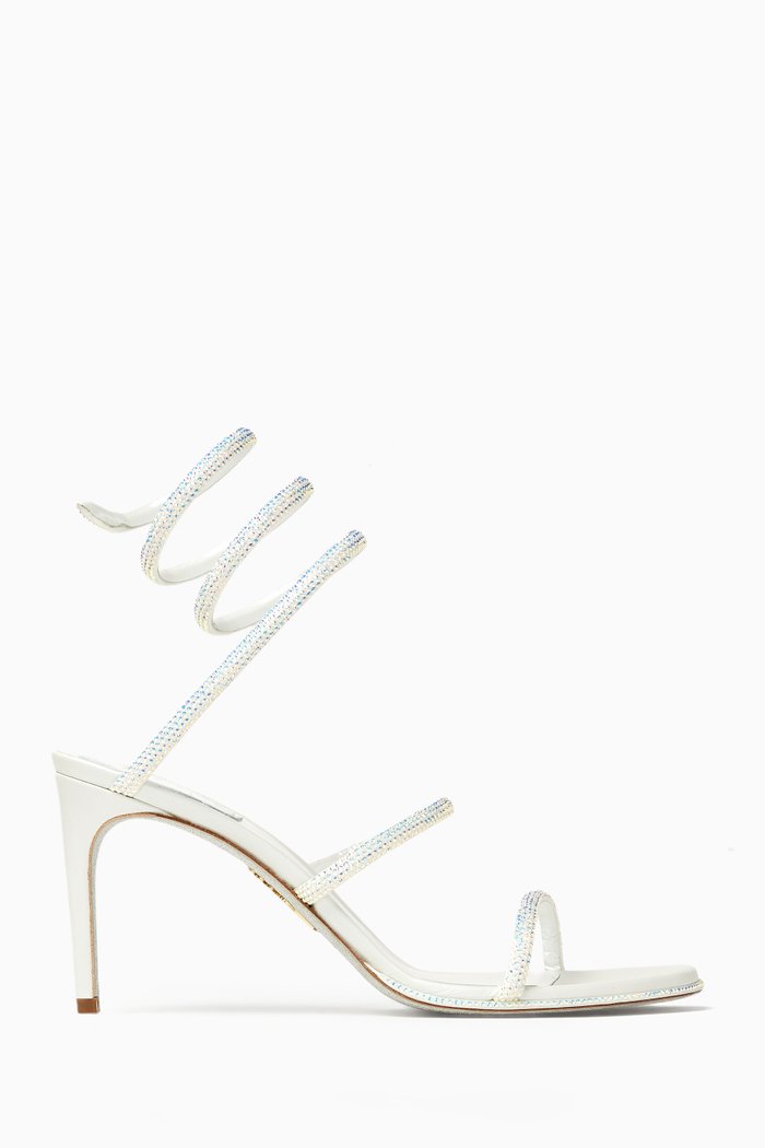 

Cleo Embellished 105 Sandals in Satin, White