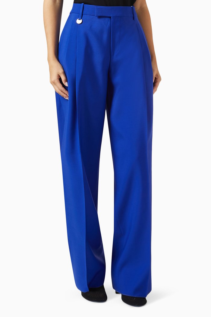 Wide-leg Pants in Wool, Blue