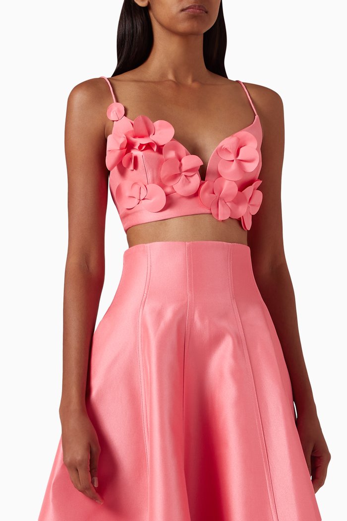

Isla Floral Crop Top in Cotton-blend, Pink