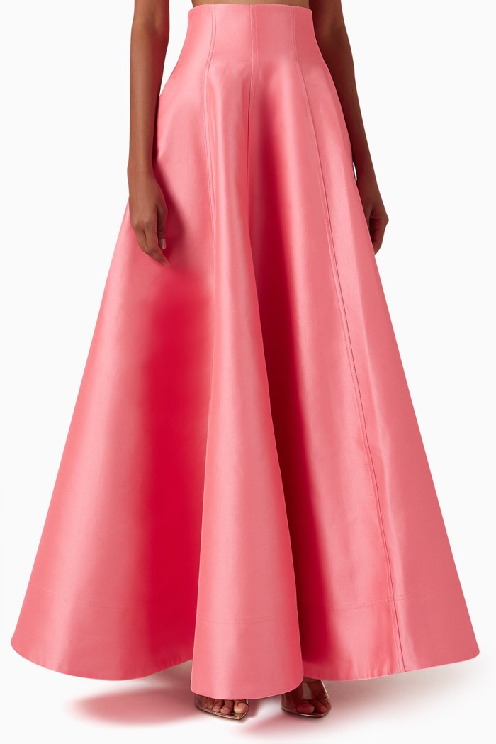 Isla High-waisted Maxi Skirt in Cotton-blend, Pink