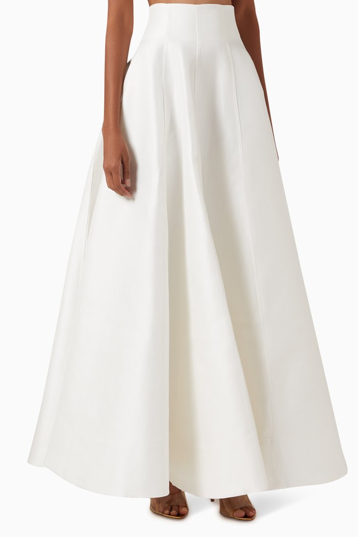 

Isla High-waisted Maxi Skirt in Cotton-blend, White