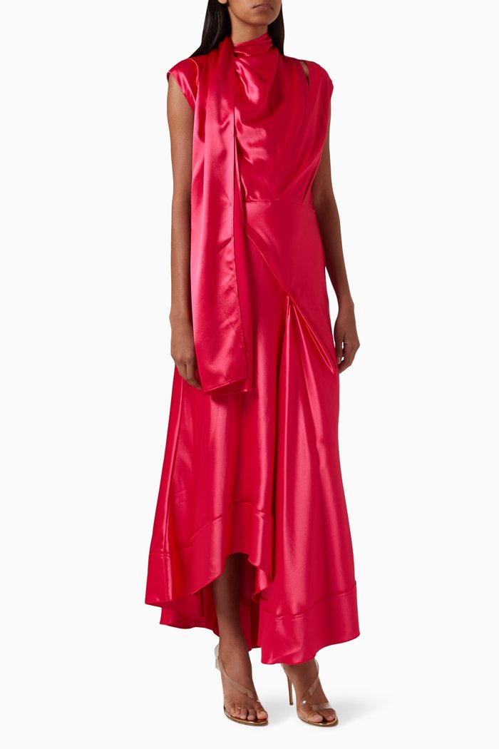 

Giles Midi Dress in Satin, Pink
