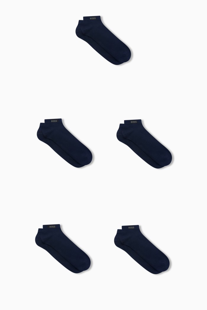 

Logo Ankle Socks in Cotton-blend, Set of 5, Blue