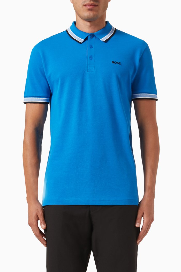 Logo Polo Shirt in Cotton-piqué, Blue