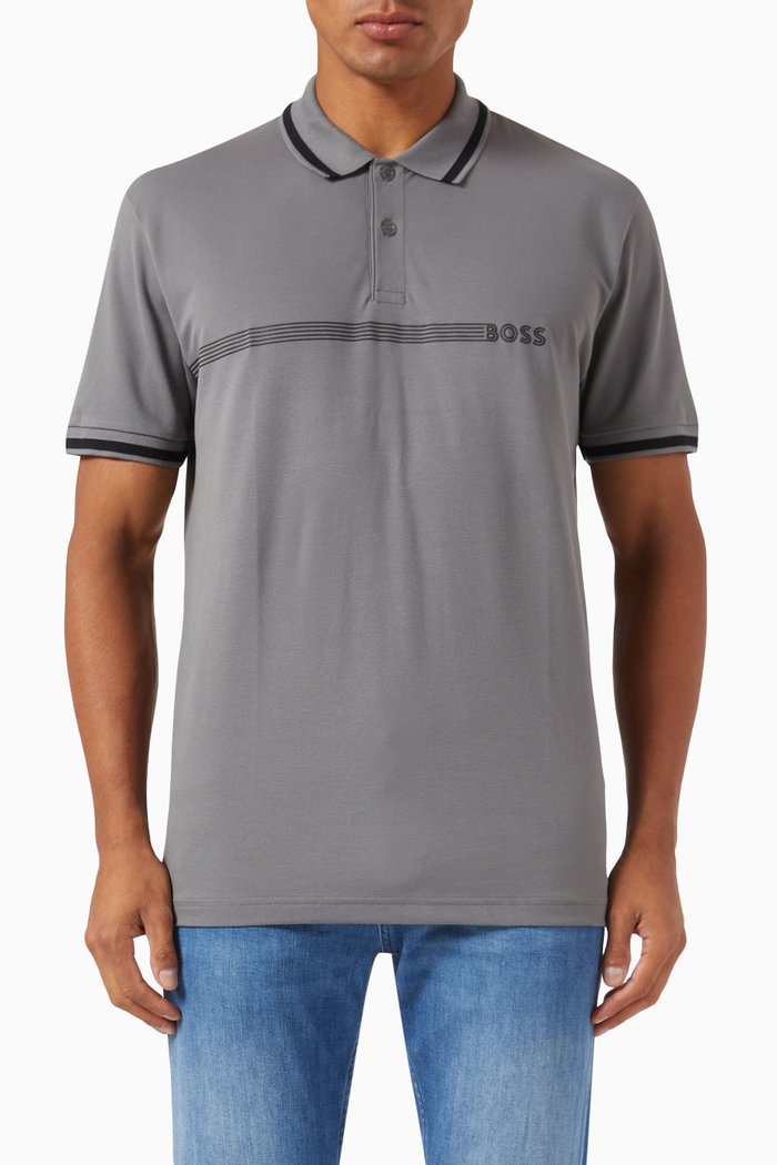 Logo Polo Shirt in Cotton-blend Piqué, Neutral